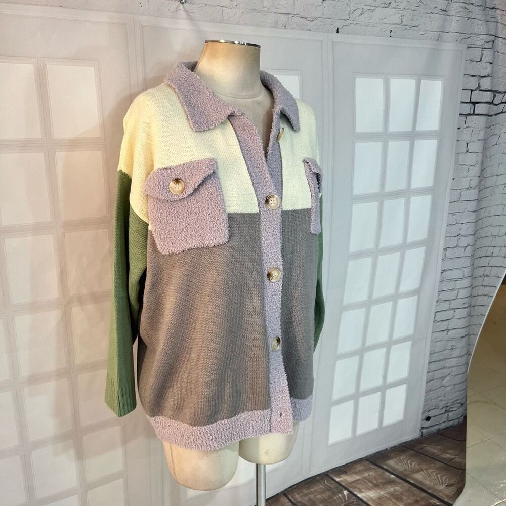 Pink Lilly Multicolor Collared Button Down Colorb… - image 2